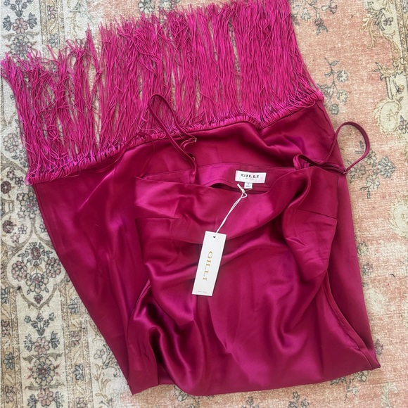 Tina Satin Fringe Trim Midi Dress - Picture 5 of 5